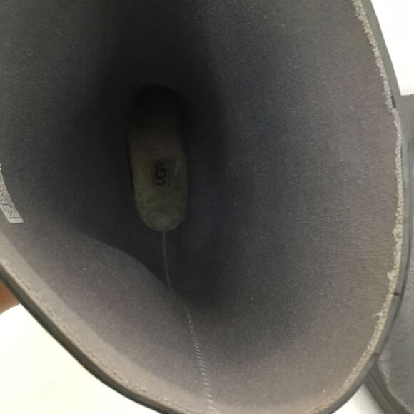 UGG Women's Wilshire Embossed Logo Pattern Tall Rain Boots, Charcoal \ Grey Sz 9 - Picture 10 of 11